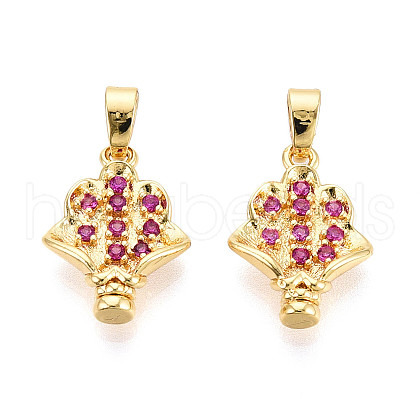 Brass Micro Pave Cubic Zirconia Pendants KK-N257-70G-1