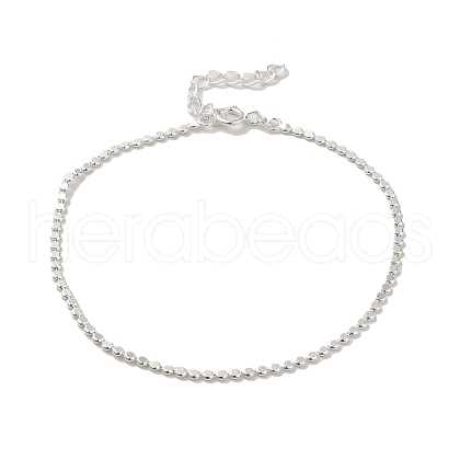 925 Sterling Silver Flat Round Link Chain Bracelets for Women BJEW-E101-01S-09-1