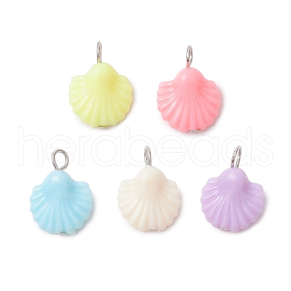 Shell Shape Plastic Pendants PALLOY-JF03734-1