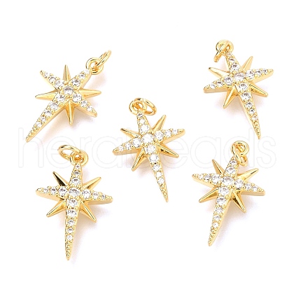 Brass Micro Pave Clear Cubic Zirconia Pendants X-ZIRC-O036-38G-1