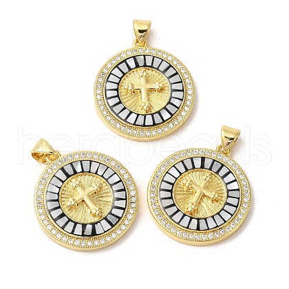 Brass Micro Pave Cubic Zirconia Pendants KK-K385-034G-1