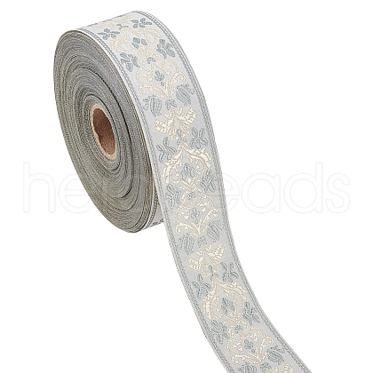 Polyester Jacquard Flower Ribbon for Clothing Accessories OCOR-WH0090-73B-1