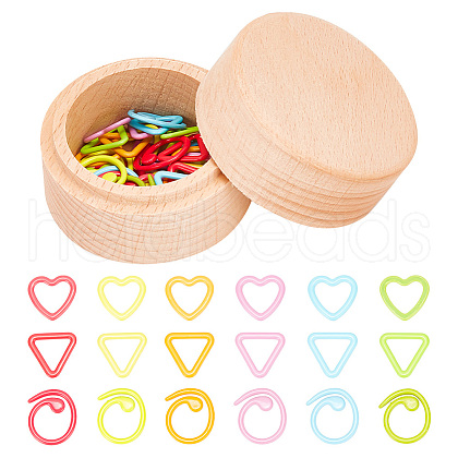 BENECREAT 36Pcs 3 Styles Ring & Heart & Triangle Alloy Locking Stitch Marker TOOL-BC0002-27-1