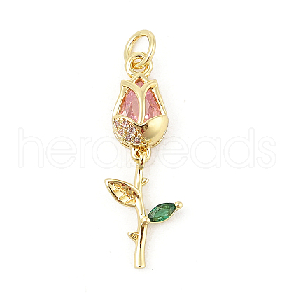 Brass Micro Pave Cubic Zirconia Pendants KK-P300-09A-G-1