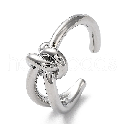 Rack Plating Brass Knot Open Cuff Rings for Women RJEW-Q777-02P-1