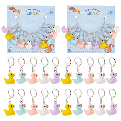 10Pcs 5 Colors Opaque Resin Duck Charms Locking Stitch Makers HJEW-PH01852-1