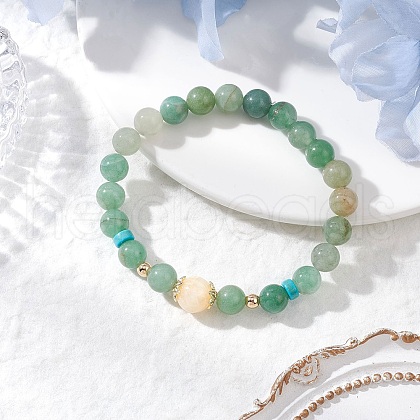 Natural Green Aventurine Stretch Bracelets BJEW-JB11968-02-1