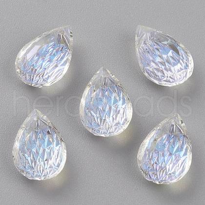 Embossed Glass Rhinestone Pendants GLAA-J101-05A-001SI-1