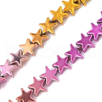Gradient Color Electroplated Synthetic Non-magnetic Hematite Beads Strands G-A263-F01-03-1