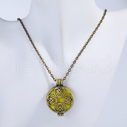 Alloy Hollow 4 Heart Diffuser Locket Pendant Necklaces with Colorful Plush Aromatherapy Pads Inside CR9421-1