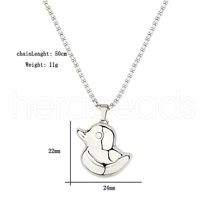 Stainless Steel Box Chain Duck Pendant Necklaces GZ1226-2-1