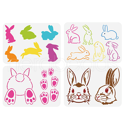 4Pcs 4 Styles PET Hollow Out Drawing Painting Stencils DIY-WH0394-0204-1