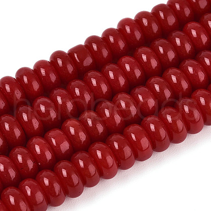 Opaque Spray Painted Glass Beads GLAA-ZX008-6mm-18O-1