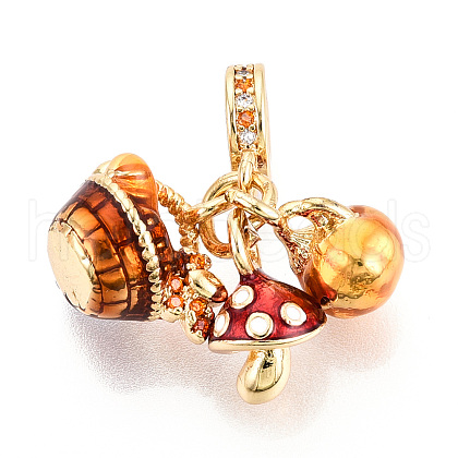 Brass Micro Pave Cubic Zirconia Pendants KK-N271-01G-1