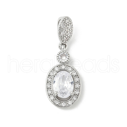 Oval Brass Micro Pave Cubic Zirconia Pendants KK-M326-15P-1