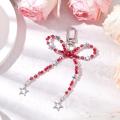 Glass Beads with 304 Stainless Steel Charms and Alloy Swivel Clasps Decorations HJEW-JM03032-1
