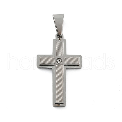 304 Stainless Steel Rhinestone Pendants STAS-G346-47A-P-1