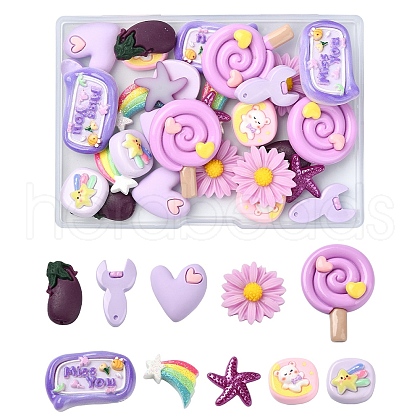 30Pcs 10 Styles Opaque Resin Decoden Cabochons CRES-YW0002-16-1