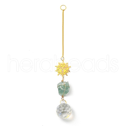 Wire Wrapped Nuggets Natural Fluorite Pendant Decorations HJEW-C008-03E-G-1