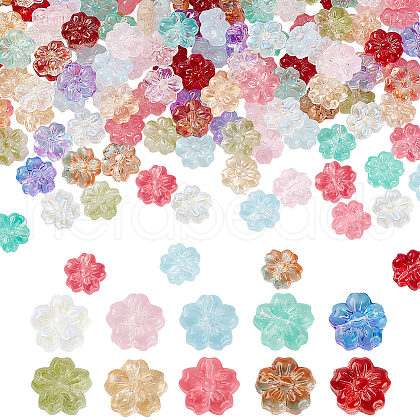  200Pcs 10 Colors Spray Painted Transparent Glass Beads GLAA-PH0003-41-1