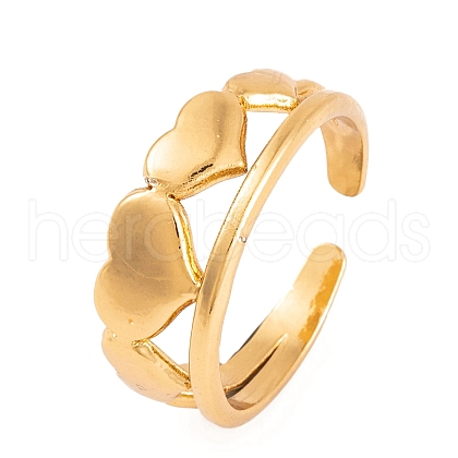 PVD Vacuum Plating 304 Stainless Steel Heart Cuff Rings for Women RJEW-G316-03G-1