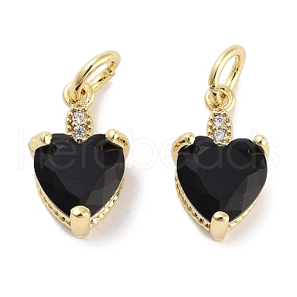 Brass Micro Pave Cubic Zirconia Charms KK-C051-05G-01-1