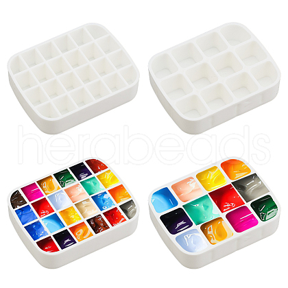 6Pcs 2 Style Plastic Empty Watercolor Paint Pan Sets AJEW-PH0011-30-1