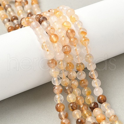 Natural Yellow Hematoid Quartz Beads Strands G-D302-01-6mm-1