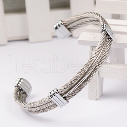 Tarnish Resistant Trendy Men's Torque Bangles BJEW-L111-02-1