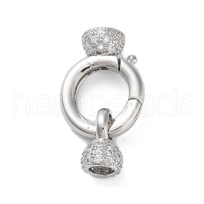 Rack Plating Brass Micro Pave Cubic Zirconia Fold Over Clasps ZIRC-P117-02A-P-1