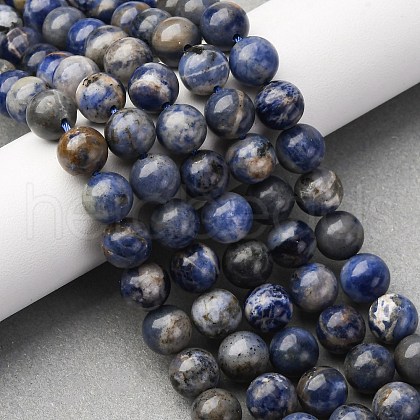 Natural Sodalite Beads Strands G-R015-B01-8mm-1