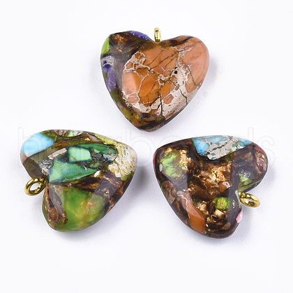Assembled Bronzite and Imperial Jasper Pendants G-T111-04I-1