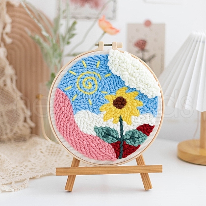 DIY Flower Pattern Punch Embroidery Beginner Kits for Beginners PW-WGB2670-12-1