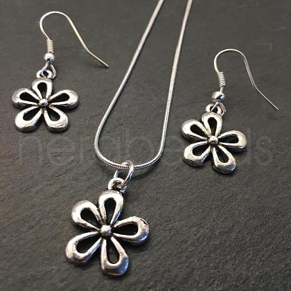 Flower Alloy Pendant Necklace & Dangle Earrings Sets for Women FS-WGBA49E-01-1