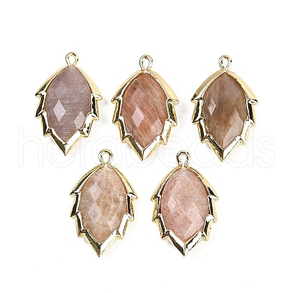 Natural Sunstone Faceted Leaf Pendants G-I375-04G-07-1