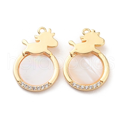 Rack Plating Brass Shell Pendants KK-A183-32G-1