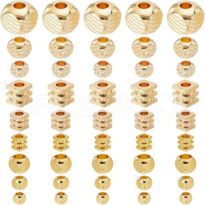 GOMAKERER 160Pcs 9 Styles Brass Spacer Beads FIND-GO0002-74-1