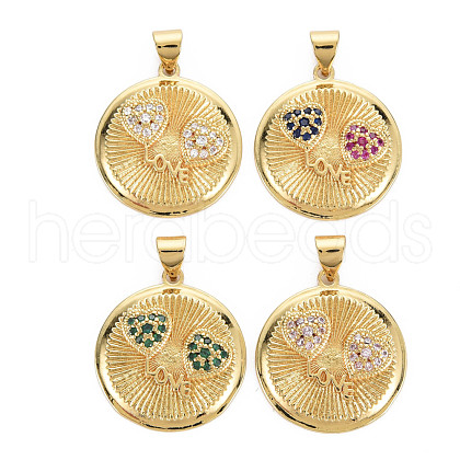 Brass Micro Pave Cubic Zirconia Pendants KK-Q283-043-NR-1