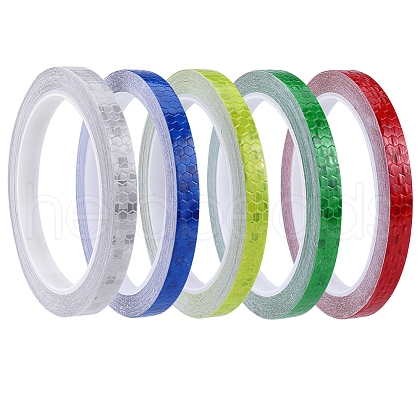 Gorgecraft 5 Rolls 5 Colors Honeycomb Pattern Safety Reflective Tapes for Bicycles AJEW-GF0007-52-1