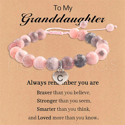 Natural Pink Zebra Jasper Round Beaded Stretch Bead Bracelets WGC8311-03-1