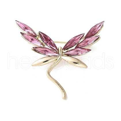 Dragonfly Alloy Rhinestone Brooches for Backpack Clothes JEWB-M067-05A-G-1