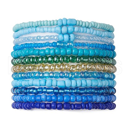 12Pcs 12 Styles Glass Stretch Bracelets BJEW-JB11032-02-1