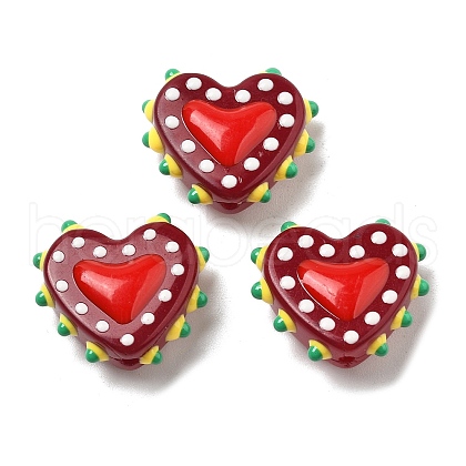 Handmade Lampwork Bumpy Beads Heart X-LAMP-V001-07G-1