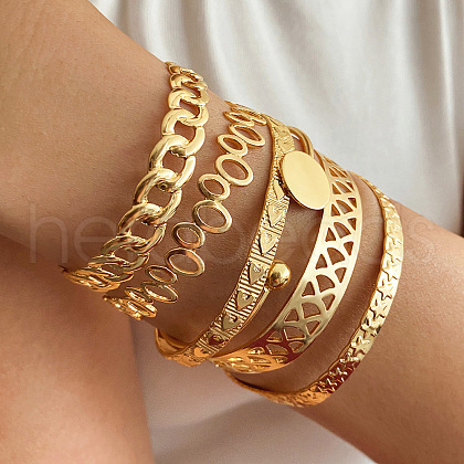 6Pcs 6 Styles Alloy Bangles WG70F83-13-1