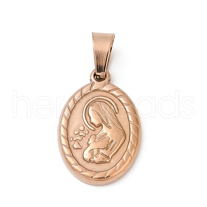 Ion Plating(IP) 201 Stainless Steel Pendants STAS-O111-05RG-1