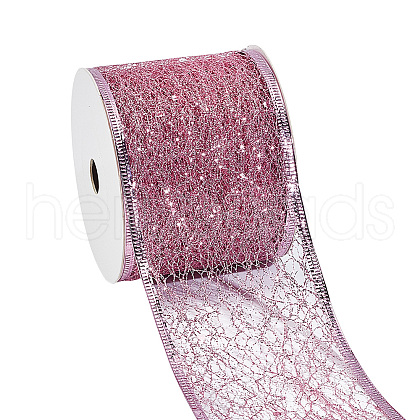 Glitter Polyester Satin Ribbon AJEW-WH0472-28B-1