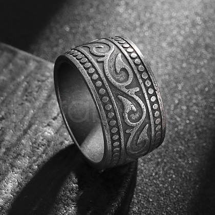 Vintage Totem Stainless Steel Wide Finger Rings for Men FS-WG9BFEA-07-1