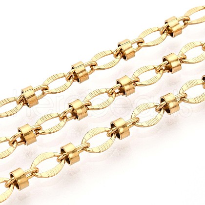 304 Stainless Steel Textured Oval Link Chains CHS-N005-06C-G-1