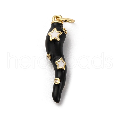Brass Micro Pave Cubic Zirconia & Enamel Pendants KK-Q098-35G-C-1