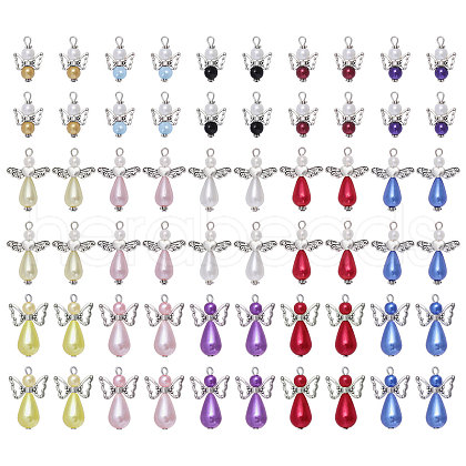 CHGCRAFT 60Pcs 60 Style Glass Pearl Beaded Pendants FIND-CA0007-82-1